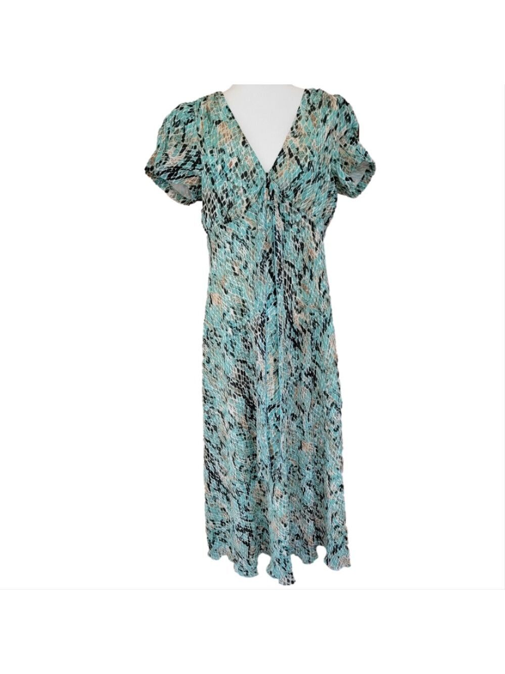 Metrostyle Green Empire Waist Short Sleeve Maxi Dress Size 18 EUC